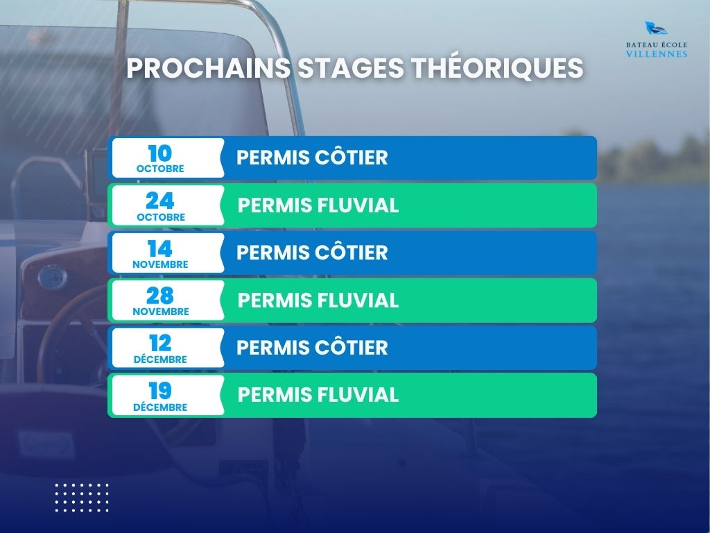 dates de stage permis bateau dans les yvelines à villennes sur seine
